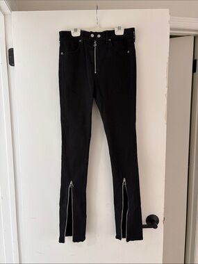 rag & bone Black Skinny Jeans with Front and Ankle Zips